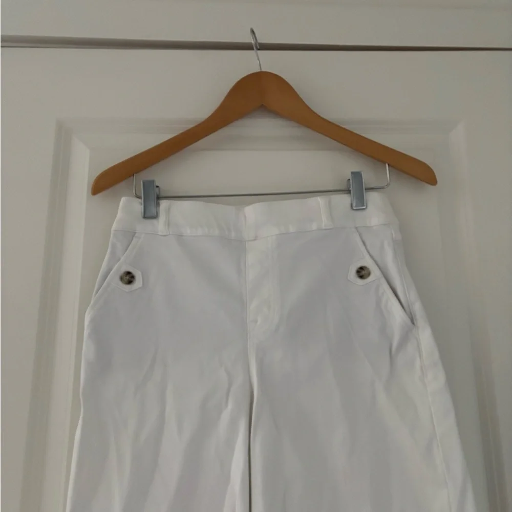 SPANX Stretch Twill Cropped Pant Wide Leg Parchment - Picture 11 of 13